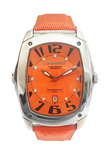 Chronotech Unisex Erwachsene Analog Quarz Uhr mit Leder Armband CT7696M-04 von Chronotech