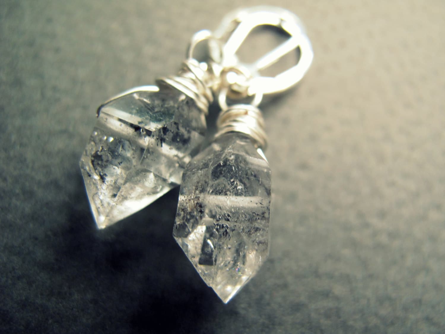 Herkimer Diamant Ohrringe, Bergkristall Schmuck, Boho Whimsigoth Style von Chrysalism