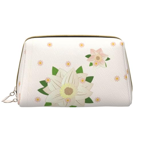 Chrysm Blooming Kosmetiktasche, sechseckig, weiß, Kulturbeutel und Kosmetiktasche, Reißverschluss-Tasche, Kosmetik-Organizer, niedliche Make-up-Pinsel-Aufbewahrungstasche (groß), Blühendes von Chrysm