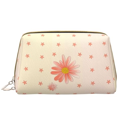 Chrysm Blooming Kosmetiktasche, sechseckig, weiß, Kulturbeutel und Kosmetiktasche, Reißverschluss-Tasche, Kosmetik-Organizer, niedliche Make-up-Pinsel-Aufbewahrungstasche (groß), Cartoon-Chrysantheme, von Chrysm