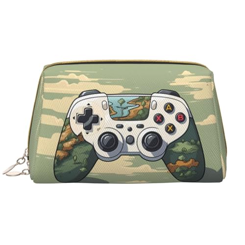 Chrysm Lone Hyena Reise-Make-up-Tasche, Kultur- und Kosmetiktasche, Reißverschluss-Tasche, Kosmetik-Organizer, niedliche Make-up-Pinsel-Aufbewahrungstasche (groß), Green Grass Gamepad, Einheitsgröße von Chrysm