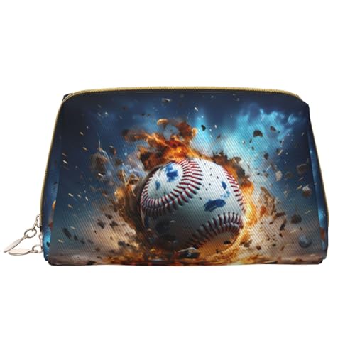 Chrysm Lone Hyena Reise-Make-up-Tasche, Kultur- und Kosmetiktasche, Reißverschluss-Tasche, Kosmetik-Organizer, niedliche Make-up-Pinsel-Aufbewahrungstasche (groß), Hot Baseball, Einheitsgröße von Chrysm