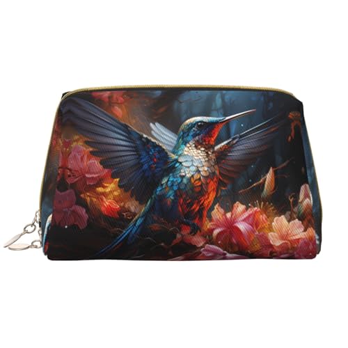 Chrysm Lone Hyena Reise-Make-up-Tasche, Kultur- und Kosmetiktasche, Reißverschluss-Tasche, Kosmetik-Organizer, niedliche Make-up-Pinsel-Aufbewahrungstasche (groß), Kolibri, Einheitsgröße von Chrysm