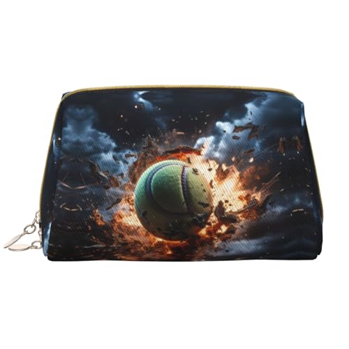 Chrysm Lone Hyena Reise-Make-up-Tasche, Kultur- und Kosmetiktasche, Reißverschluss-Tasche, Kosmetik-Organizer, niedliche Make-up-Pinsel-Aufbewahrungstasche (groß), Lightning Fever Tennis, von Chrysm