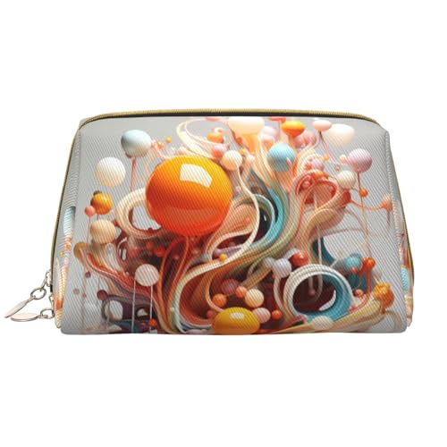 Chrysm Reise-Make-up-Tasche, Kultur- und Kosmetiktasche, Reißverschluss-Tasche, Kosmetik-Organizer, niedliche Make-up-Pinsel-Aufbewahrungstasche (groß), Bunte 3D-Wirbel und Bälle, Einheitsgröße von Chrysm