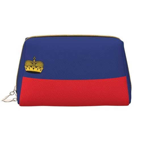 Chrysm Reise-Make-up-Tasche, Kultur- und Kosmetiktasche, Reißverschluss-Tasche, Kosmetik-Organizer, niedliche Make-up-Pinsel-Aufbewahrungstasche (groß), Flagge Liechtensteins, Einheitsgröße von Chrysm