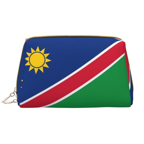 Chrysm Reise-Make-up-Tasche, Kultur- und Kosmetiktasche, Reißverschluss-Tasche, Kosmetik-Organizer, niedliche Make-up-Pinsel-Aufbewahrungstasche (groß), Flagge Namibias, Einheitsgröße von Chrysm