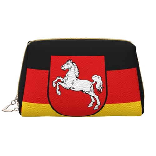 Chrysm Reise-Make-up-Tasche, Kultur- und Kosmetiktasche, Reißverschluss-Tasche, Kosmetik-Organizer, niedliche Make-up-Pinsel-Aufbewahrungstasche (groß), Flagge Niedersachsen, Einheitsgröße von Chrysm