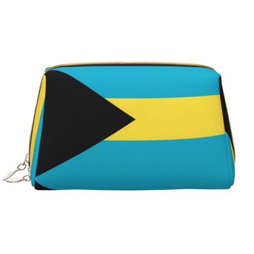 Chrysm Reise-Make-up-Tasche, Kultur- und Kosmetiktasche, Reißverschluss-Tasche, Kosmetik-Organizer, niedliche Make-up-Pinsel-Aufbewahrungstasche (groß), Flagge der Bahamas, Einheitsgröße von Chrysm