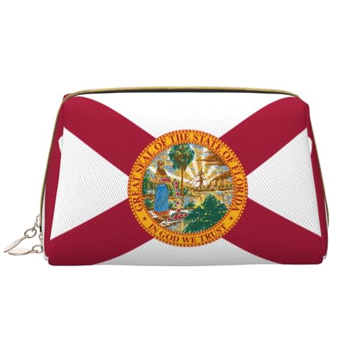 Chrysm Reise-Make-up-Tasche, Kultur- und Kosmetiktasche, Reißverschluss-Tasche, Kosmetik-Organizer, niedliche Make-up-Pinsel-Aufbewahrungstasche (groß), Flagge von Florida, Einheitsgröße von Chrysm