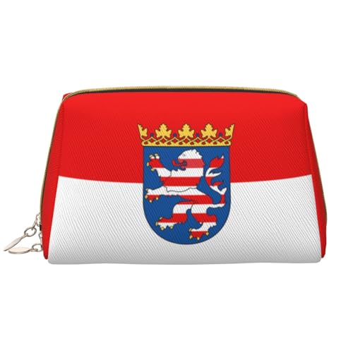 Chrysm Reise-Make-up-Tasche, Kultur- und Kosmetiktasche, Reißverschluss-Tasche, Kosmetik-Organizer, niedliche Make-up-Pinsel-Aufbewahrungstasche (groß), Flagge von Hessen, Einheitsgröße von Chrysm