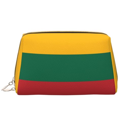 Chrysm Reise-Make-up-Tasche, Kultur- und Kosmetiktasche, Reißverschluss-Tasche, Kosmetik-Organizer, niedliche Make-up-Pinsel-Aufbewahrungstasche (groß), Flagge von Litauen, Einheitsgröße von Chrysm