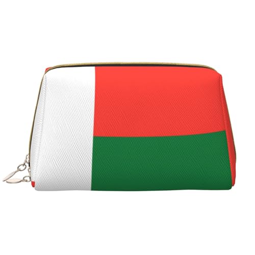 Chrysm Reise-Make-up-Tasche, Kultur- und Kosmetiktasche, Reißverschluss-Tasche, Kosmetik-Organizer, niedliche Make-up-Pinsel-Aufbewahrungstasche (groß), Flagge von Madagaskar, Einheitsgröße von Chrysm