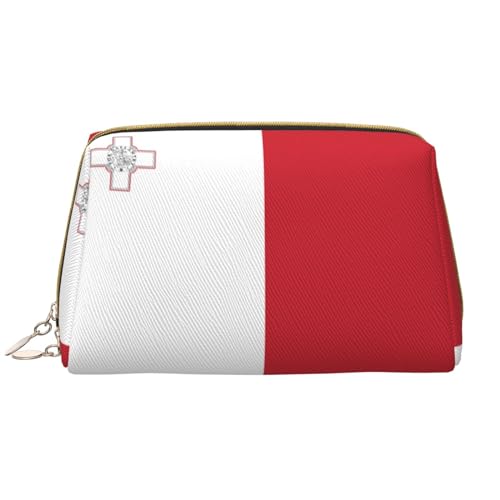 Chrysm Reise-Make-up-Tasche, Kultur- und Kosmetiktasche, Reißverschluss-Tasche, Kosmetik-Organizer, niedliche Make-up-Pinsel-Aufbewahrungstasche (groß), Flagge von Malta, Einheitsgröße von Chrysm