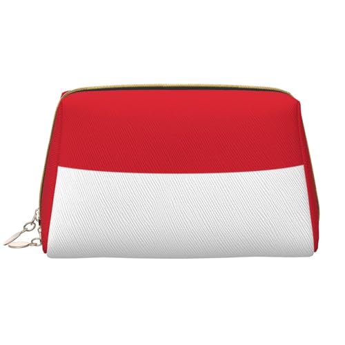 Chrysm Reise-Make-up-Tasche, Kultur- und Kosmetiktasche, Reißverschluss-Tasche, Kosmetik-Organizer, niedliche Make-up-Pinsel-Aufbewahrungstasche (groß), Flagge von Monaco, Einheitsgröße von Chrysm