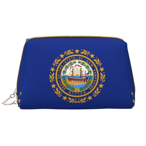 Chrysm Reise-Make-up-Tasche, Kultur- und Kosmetiktasche, Reißverschluss-Tasche, Kosmetik-Organizer, niedliche Make-up-Pinsel-Aufbewahrungstasche (groß), Flagge von New Hampshire, Einheitsgröße von Chrysm