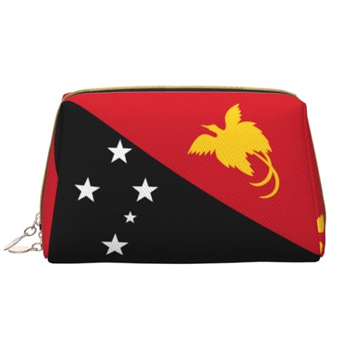 Chrysm Reise-Make-up-Tasche, Kultur- und Kosmetiktasche, Reißverschluss-Tasche, Kosmetik-Organizer, niedliche Make-up-Pinsel-Aufbewahrungstasche (groß), Flagge von Papua-Neuguinea, Einheitsgröße von Chrysm