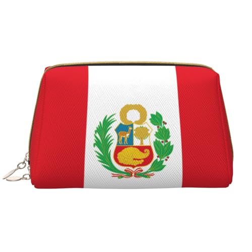 Chrysm Reise-Make-up-Tasche, Kultur- und Kosmetiktasche, Reißverschluss-Tasche, Kosmetik-Organizer, niedliche Make-up-Pinsel-Aufbewahrungstasche (groß), Flagge von Peru, Einheitsgröße von Chrysm