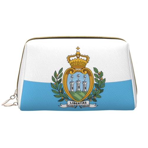 Chrysm Reise-Make-up-Tasche, Kultur- und Kosmetiktasche, Reißverschluss-Tasche, Kosmetik-Organizer, niedliche Make-up-Pinsel-Aufbewahrungstasche (groß), Flagge von San Marino, Einheitsgröße von Chrysm