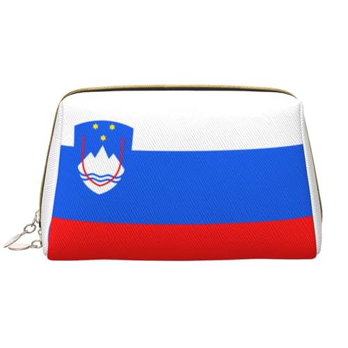 Chrysm Reise-Make-up-Tasche, Kultur- und Kosmetiktasche, Reißverschluss-Tasche, Kosmetik-Organizer, niedliche Make-up-Pinsel-Aufbewahrungstasche (groß), Flagge von Slowenien, Einheitsgröße von Chrysm