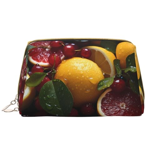 Chrysm Reise-Make-up-Tasche, Kultur- und Kosmetiktasche, Reißverschluss-Tasche, Kosmetik-Organizer, niedliche Make-up-Pinsel-Aufbewahrungstasche (groß), Frische Grapefruit-Zitrone, Einheitsgröße von Chrysm