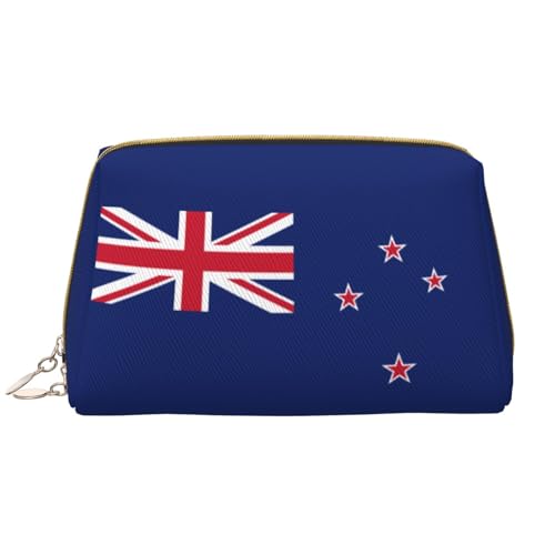 Chrysm Reise-Make-up-Tasche, Kultur- und Kosmetiktasche, Reißverschluss-Tasche, Kosmetik-Organizer, niedliche Make-up-Pinsel-Aufbewahrungstasche (groß), Neuseeland-Flagge, Einheitsgröße von Chrysm