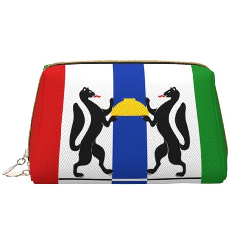 Chrysm Reise-Make-up-Tasche, Kultur- und Kosmetiktasche, Reißverschluss-Tasche, Kosmetik-Organizer, niedliche Make-up-Pinsel-Aufbewahrungstasche (groß), Nowosibirsk-Flagge, Einheitsgröße von Chrysm