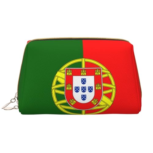 Chrysm Reise-Make-up-Tasche, Kultur- und Kosmetiktasche, Reißverschluss-Tasche, Kosmetik-Organizer, niedliche Make-up-Pinsel-Aufbewahrungstasche (groß), Portugiesische Flagge, Einheitsgröße von Chrysm