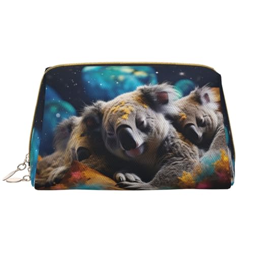 Chrysm Reise-Make-up-Tasche, Kultur- und Kosmetiktasche, Reißverschluss-Tasche, Kosmetik-Organizer, niedliche Make-up-Pinsel-Aufbewahrungstasche (groß), Schlafender Koala, Mutter und Kind, von Chrysm