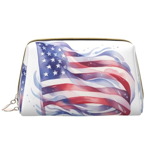 Chrysm Reise-Make-up-Tasche, Kultur- und Kosmetiktasche, Reißverschluss-Tasche, Kosmetik-Organizer, niedliche Make-up-Pinsel-Aufbewahrungstasche (groß), US-Flagge, Einheitsgröße von Chrysm