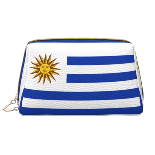 Chrysm Reise-Make-up-Tasche mit Flagge der Westsahara, Kultur- und Kosmetiktasche, Reißverschluss-Tasche, Kosmetik-Organizer, niedliche Make-up-Pinsel-Aufbewahrungstasche (groß), Flagge Uruguays, von Chrysm