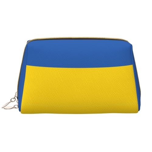 Chrysm Reise-Make-up-Tasche mit Flagge der Westsahara, Kultur- und Kosmetiktasche, Reißverschluss-Tasche, Kosmetik-Organizer, niedliche Make-up-Pinsel-Aufbewahrungstasche (groß), Flagge der Ukraine, von Chrysm