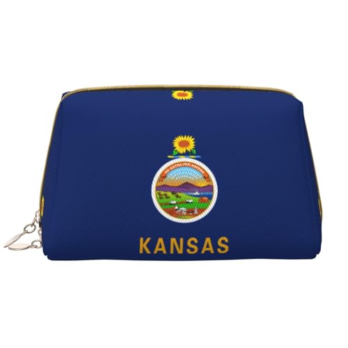 Chrysm Reise-Make-up-Tasche mit Luxemburg-Flagge, Kultur- und Kosmetiktasche, Reißverschluss-Tasche, Kosmetik-Organizer, niedliche Make-up-Pinsel-Aufbewahrungstasche (groß), Flagge des Bundesstaates von Chrysm