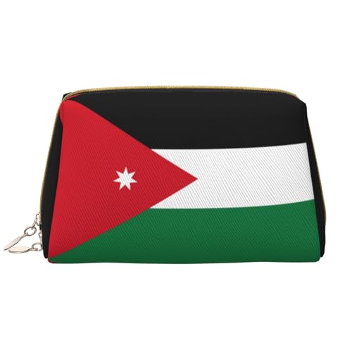 Chrysm Reise-Make-up-Tasche mit Luxemburg-Flagge, Kultur- und Kosmetiktasche, Reißverschluss-Tasche, Kosmetik-Organizer, niedliche Make-up-Pinsel-Aufbewahrungstasche (groß), Jordanische Flagge, von Chrysm