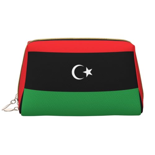 Chrysm Reise-Make-up-Tasche mit Luxemburg-Flagge, Kultur- und Kosmetiktasche, Reißverschluss-Tasche, Kosmetik-Organizer, niedliche Make-up-Pinsel-Aufbewahrungstasche (groß), Libysche Flagge, von Chrysm