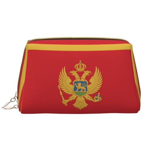 Chrysm Reise-Make-up-Tasche mit New York-Flagge, Kultur- und Kosmetiktasche, Reißverschluss-Tasche, Kosmetik-Organizer, niedliche Make-up-Pinsel-Aufbewahrungstasche (groß), Montenegrinische Flagge, von Chrysm