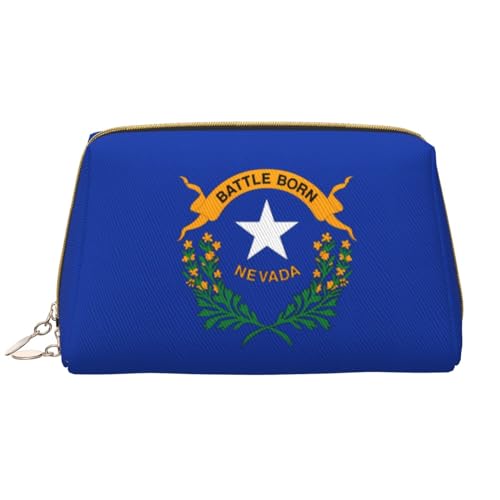 Chrysm Reise-Make-up-Tasche mit New York-Flagge, Kultur- und Kosmetiktasche, Reißverschluss-Tasche, Kosmetik-Organizer, niedliche Make-up-Pinsel-Aufbewahrungstasche (groß), Staatsflagge Nevada, von Chrysm