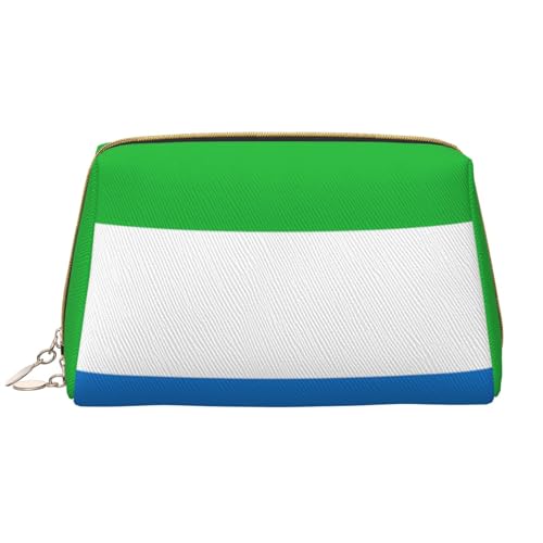 Chrysm Reise-Make-up-Tasche mit Schweizer Flagge, Kultur- und Kosmetiktasche, Reißverschluss-Tasche, Kosmetik-Organizer, niedliche Make-up-Pinsel-Aufbewahrungstasche (groß), Sierra Leone Flagge, von Chrysm