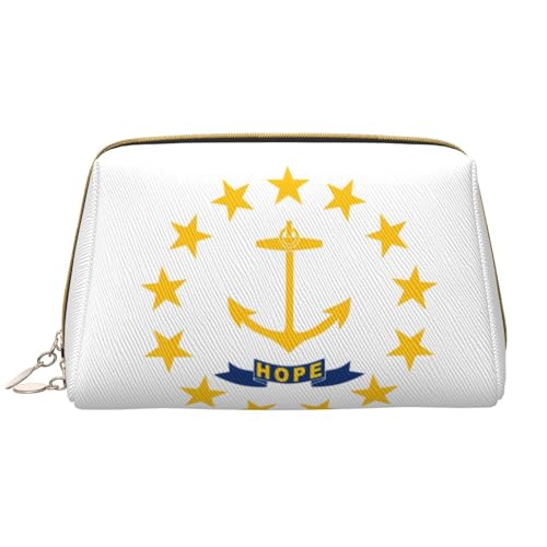 Chrysm Reise-Make-up-Tasche mit Schweizer Flagge, Kultur- und Kosmetiktasche, Reißverschluss-Tasche, Kosmetik-Organizer, niedliche Make-up-Pinsel-Aufbewahrungstasche (groß), Staatsflagge Rhode Island, von Chrysm