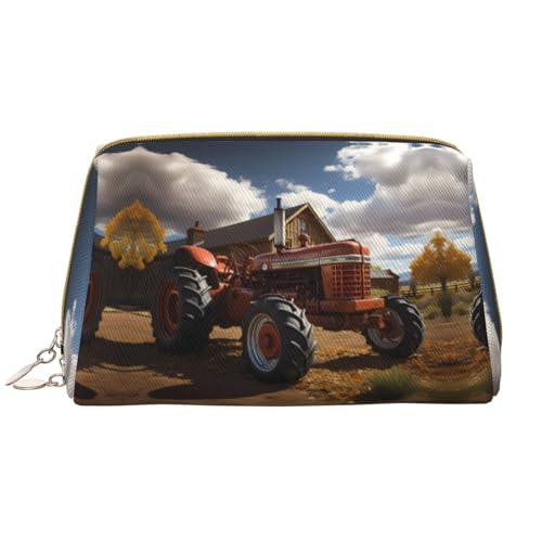 Chrysm Reise-Make-up-Tasche mit Sonnenblume bei Sonnenuntergang, Kultur- und Kosmetiktasche, Reißverschluss-Tasche, Kosmetik-Organizer, niedliche Make-up-Pinsel-Aufbewahrungstasche (groß), Roter von Chrysm