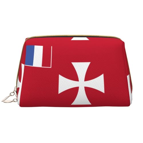 Chrysm Reise-Make-up-Tasche mit indonesischer Flagge, Kultur- und Kosmetiktasche, Reißverschluss-Tasche, Kosmetik-Organizer, niedliche Make-up-Pinsel-Aufbewahrungstasche (groß), Flagge von Wallis und von Chrysm