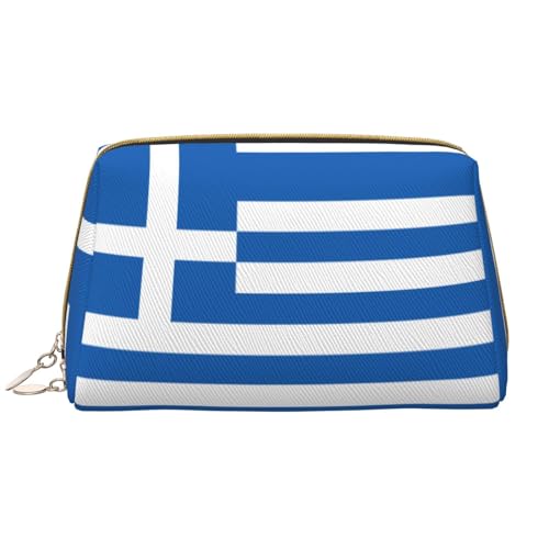 Chrysm Reise-Make-up-Tasche mit indonesischer Flagge, Kultur- und Kosmetiktasche, Reißverschluss-Tasche, Kosmetik-Organizer, niedliche Make-up-Pinsel-Aufbewahrungstasche (groß), Griechische Flagge, von Chrysm