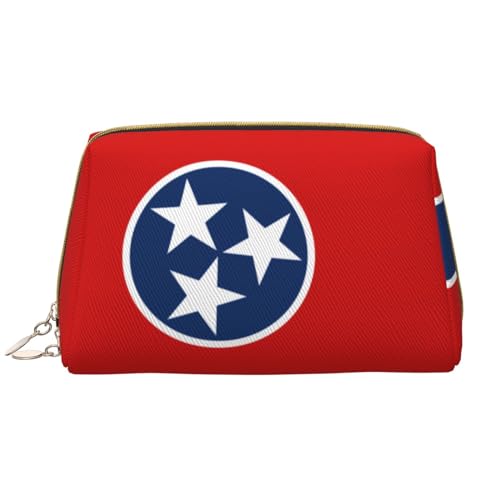 Chrysm Wyoming Reise-Make-up-Tasche, Kultur- und Kosmetiktasche, Reißverschluss-Tasche, Kosmetik-Organizer, niedliche Make-up-Pinsel-Aufbewahrungstasche (groß), Flagge Tennessee, Einheitsgröße von Chrysm