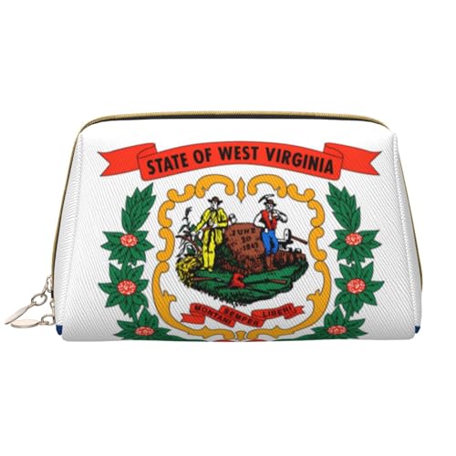 Chrysm Wyoming Reise-Make-up-Tasche, Kultur- und Kosmetiktasche, Reißverschluss-Tasche, Kosmetik-Organizer, niedliche Make-up-Pinsel-Aufbewahrungstasche (groß), Flagge von West Virginia, Einheitsgröße von Chrysm