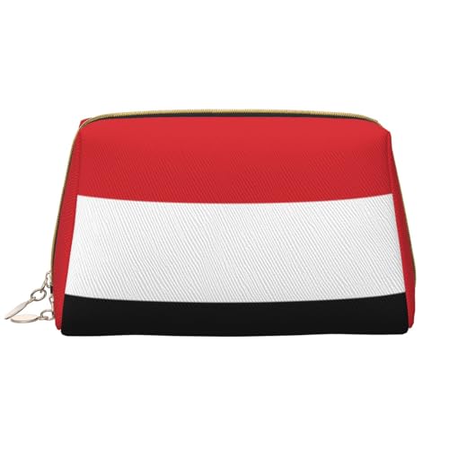 Chrysm Wyoming Reise-Make-up-Tasche, Kultur- und Kosmetiktasche, Reißverschluss-Tasche, Kosmetik-Organizer, niedliche Make-up-Pinsel-Aufbewahrungstasche (groß), Jemenitische Flagge, Einheitsgröße von Chrysm