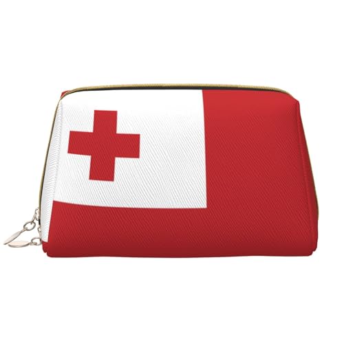 Chrysm Wyoming Reise-Make-up-Tasche, Kultur- und Kosmetiktasche, Reißverschluss-Tasche, Kosmetik-Organizer, niedliche Make-up-Pinsel-Aufbewahrungstasche (groß), Tonga-Flagge, Einheitsgröße von Chrysm