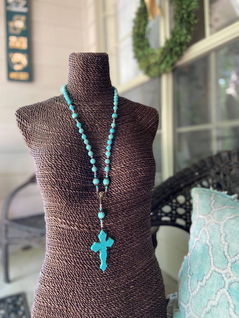 Artisan Türkis Howlith Lange Perlenkette, Westlicher Schmuck, Boho, Statement Artisan Türkis Howlith Lange Perlenkette, Westlicher Schmuck, Boho, Statement von ChrystineChristopher