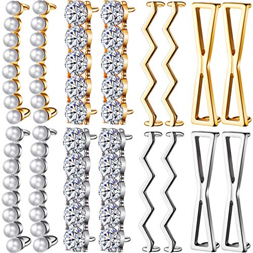 16 Stücke Schnürsenkel Anhänger Einschließen 4 Paare Gold und 4 Paar Silber DIY Dekorative Schuh Clips Charme Kunstperlen Strass Schuhzubehör für Turnschuhe Freizeitschuhe Frauen von Chuangdi