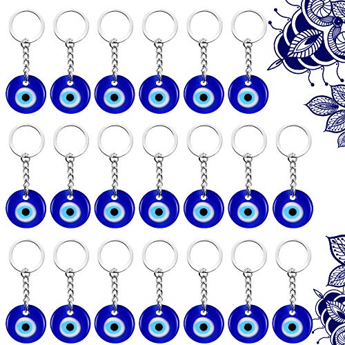 Chuangdi 20 Stücke Türkisch Blau Böses Auge Schlüsselbund Reize Anhänger Bastelglas Schlüsselbund mit Schlüsselring Hängenden Ornament Schmuck Zubehör Amulett für Viel Glück von Chuangdi