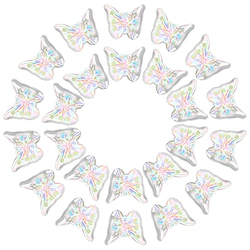 24 Stück Mini Schmetterling Haarspangen Kleine Schmetterling Haarklammern Niedliche Mini Schmetterling Haarkrallen für Frauen Mädchen Kinder Haarschmuck, 0,79 x 0,59 Zoll (Klares Weiß) von Chuangdi